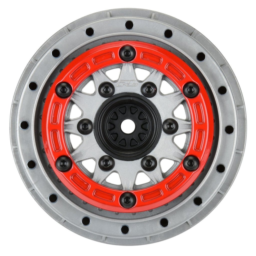 ProLine 1/10 Raid Bead-Loc F/R 2.2"/3.0" 12 /14mm SC Wheels (2) RD/GRY PRO281105