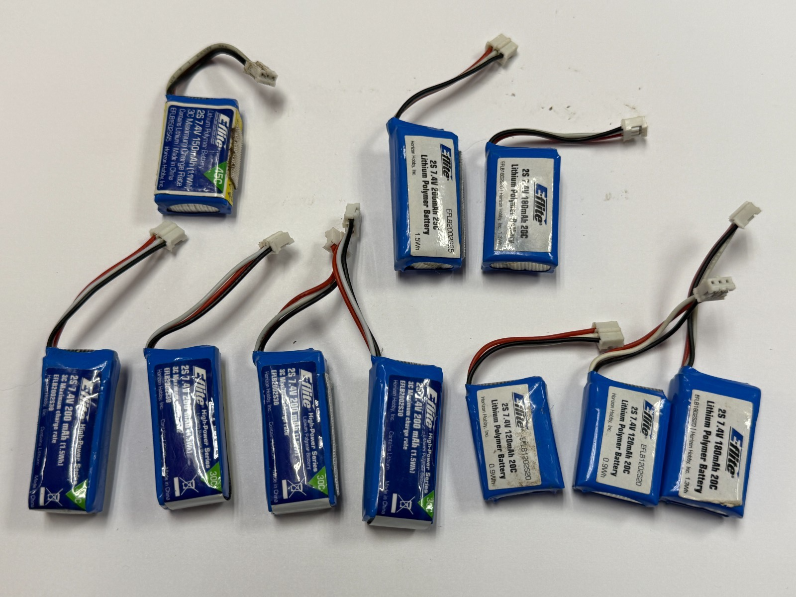 10x Used E-Flite EFlite UMX 2S RC Remote Control Lipo 7.4v RC Airplane Batteries