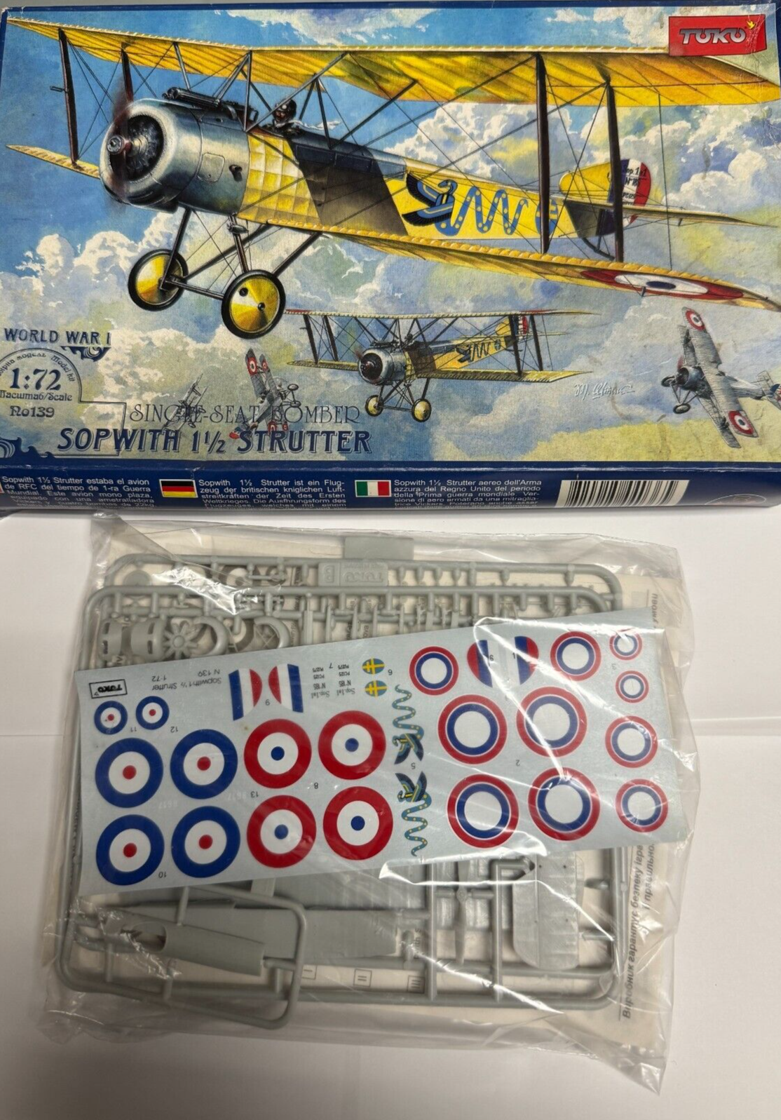 1/72 TOKO Sopwith 1-1/2 Strutter Model Kit # 118 Open Box Sealed Parts