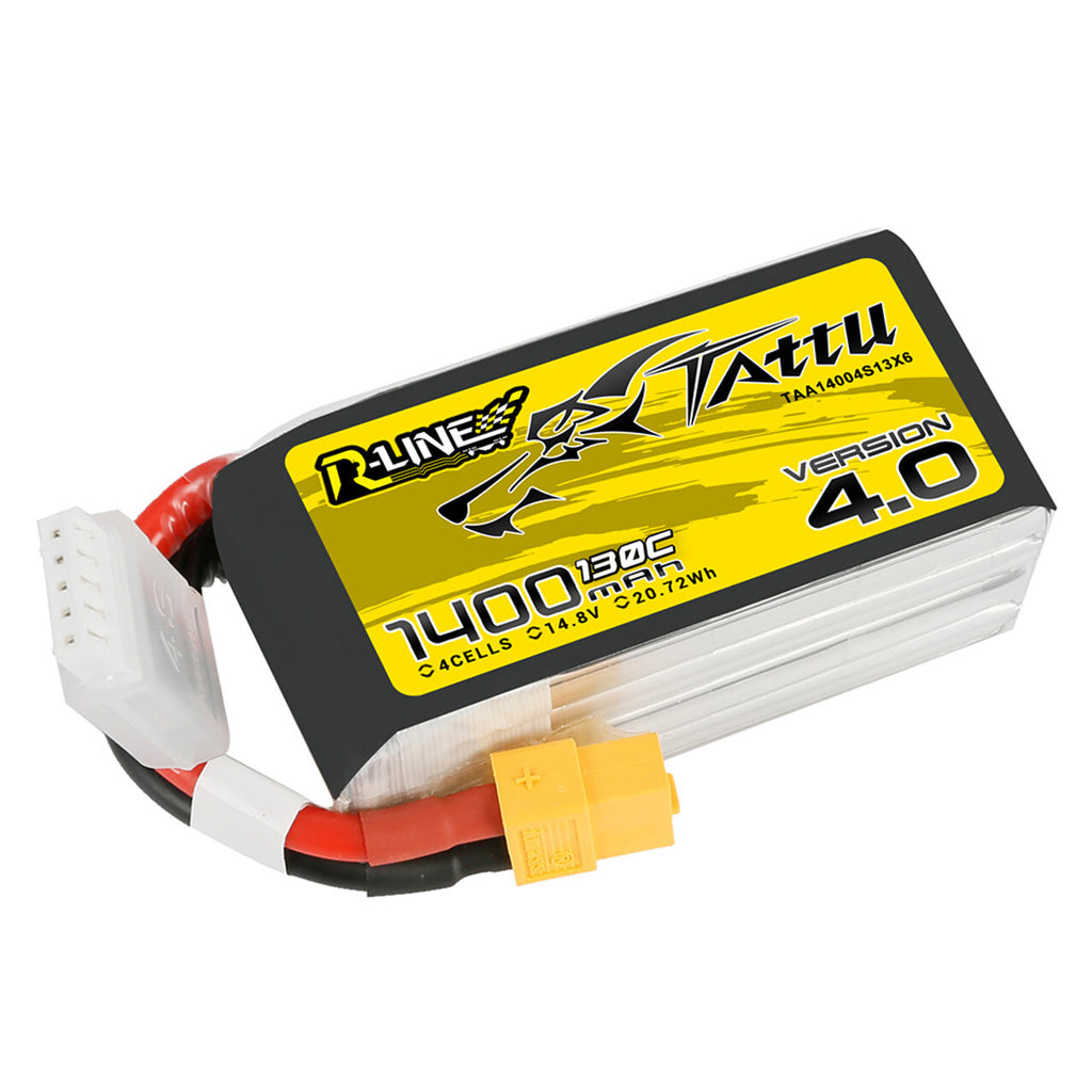 Tattu R-Line Version 4.0 1400mAh 14.8V 130C 4S Lipo Battery Pack With XT60 Plug