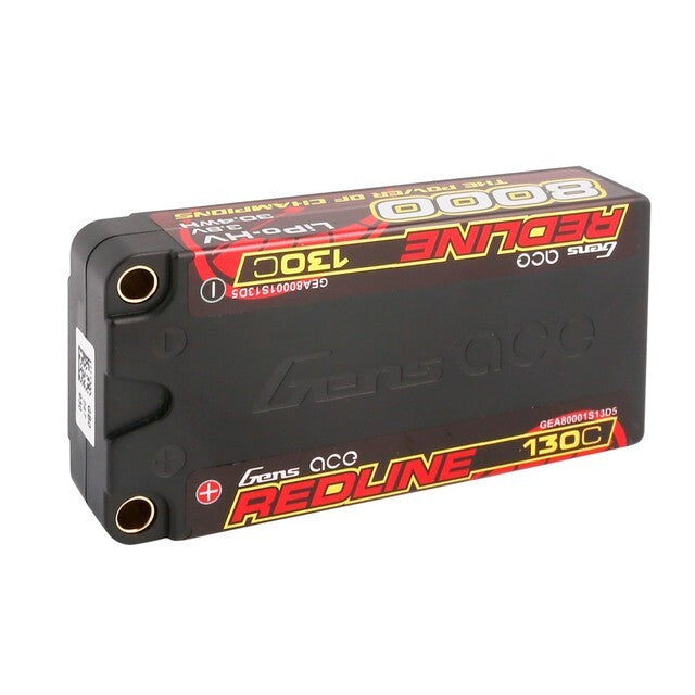 2x Gens Ace 3.8V 130C 1S 5mm 8000mAh Lipo Battery HardCase HV 1:8 1:10 RC Car