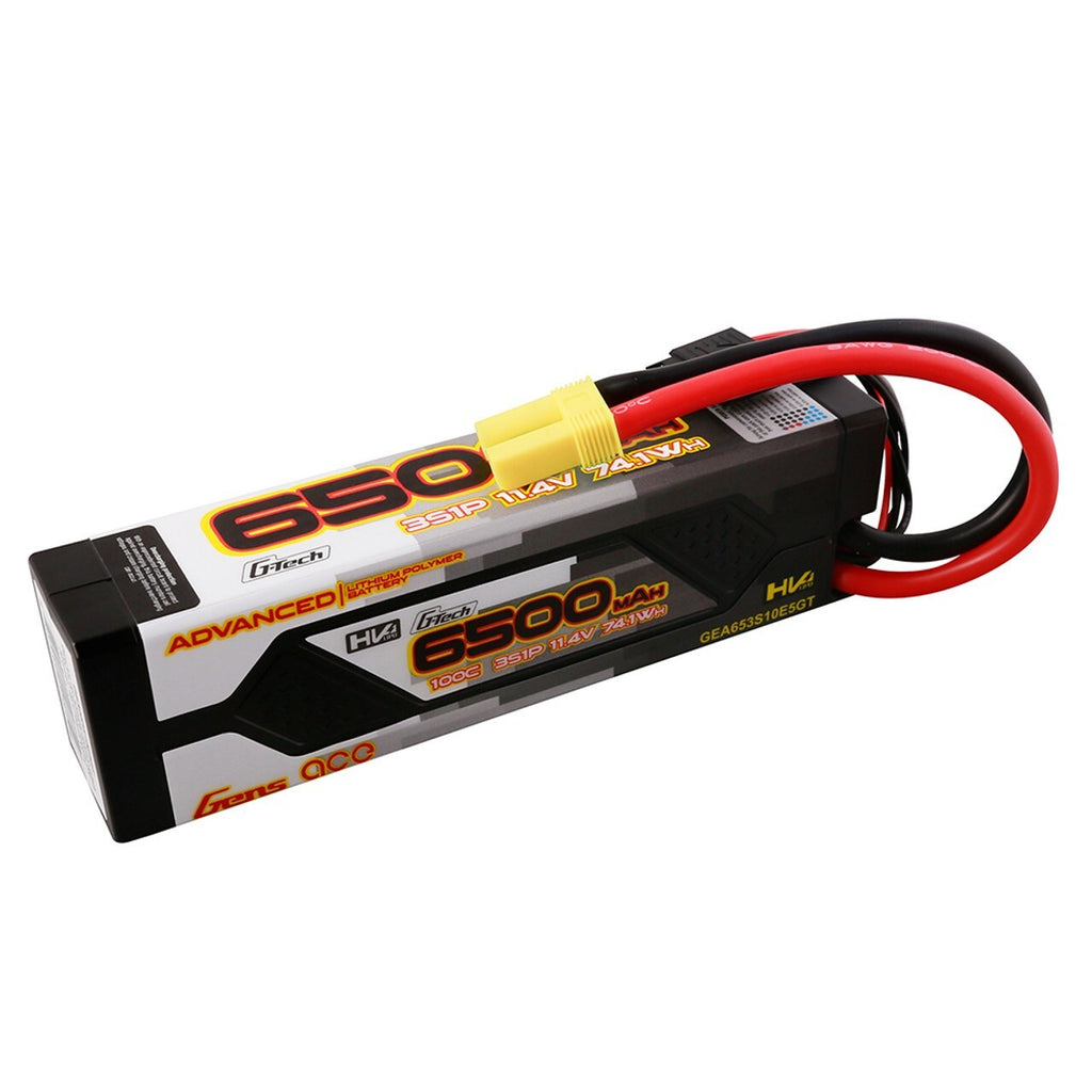 Gens Ace Advanced 6500mAh 11.4V 100C 3S HardCase Lipo Gtec Battery Pack EC5