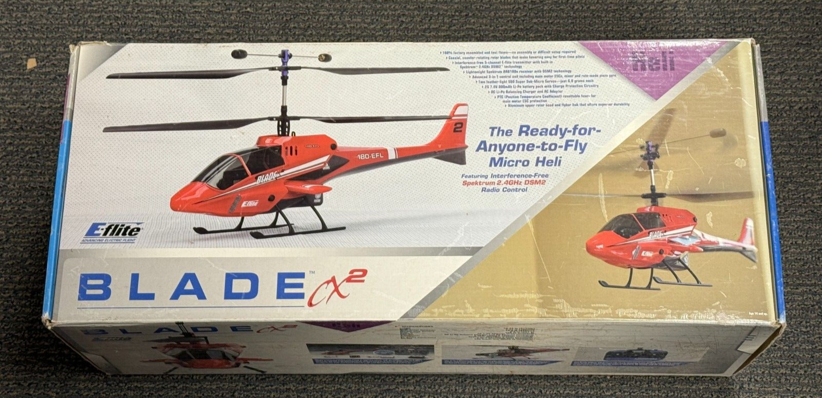 Excellent Condition EFlite CX CX2 Coaxial RC Remote Control Helicopter EFLH1250