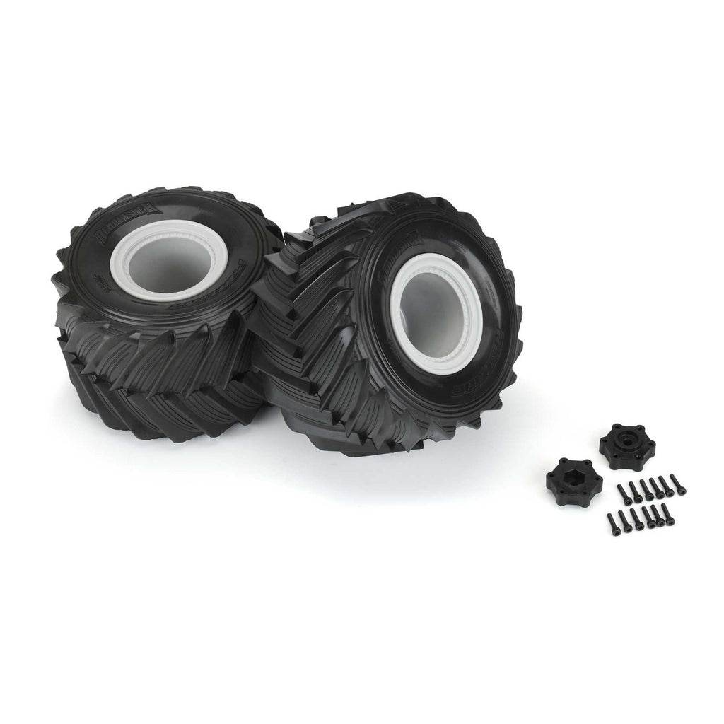 ProLine 1/10 Demolisher Fr/Rr 2.6"/3.5" MT Tires Mounted 12mm Gray Whlees (2)