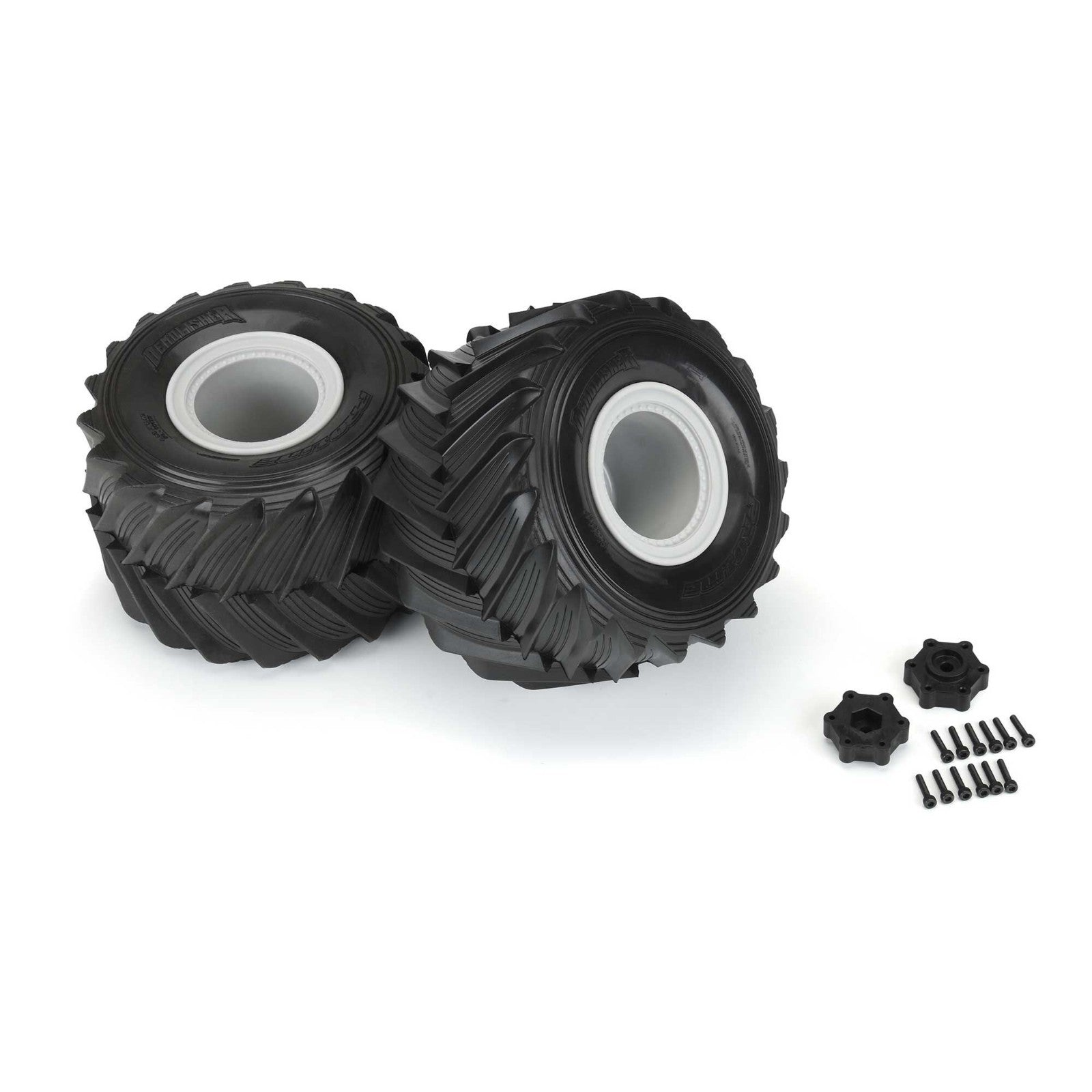 ProLine 1/10 Demolisher Fr/Rr 2.6"/3.5" MT Tires Mounted 12mm Gray Whlees (2)