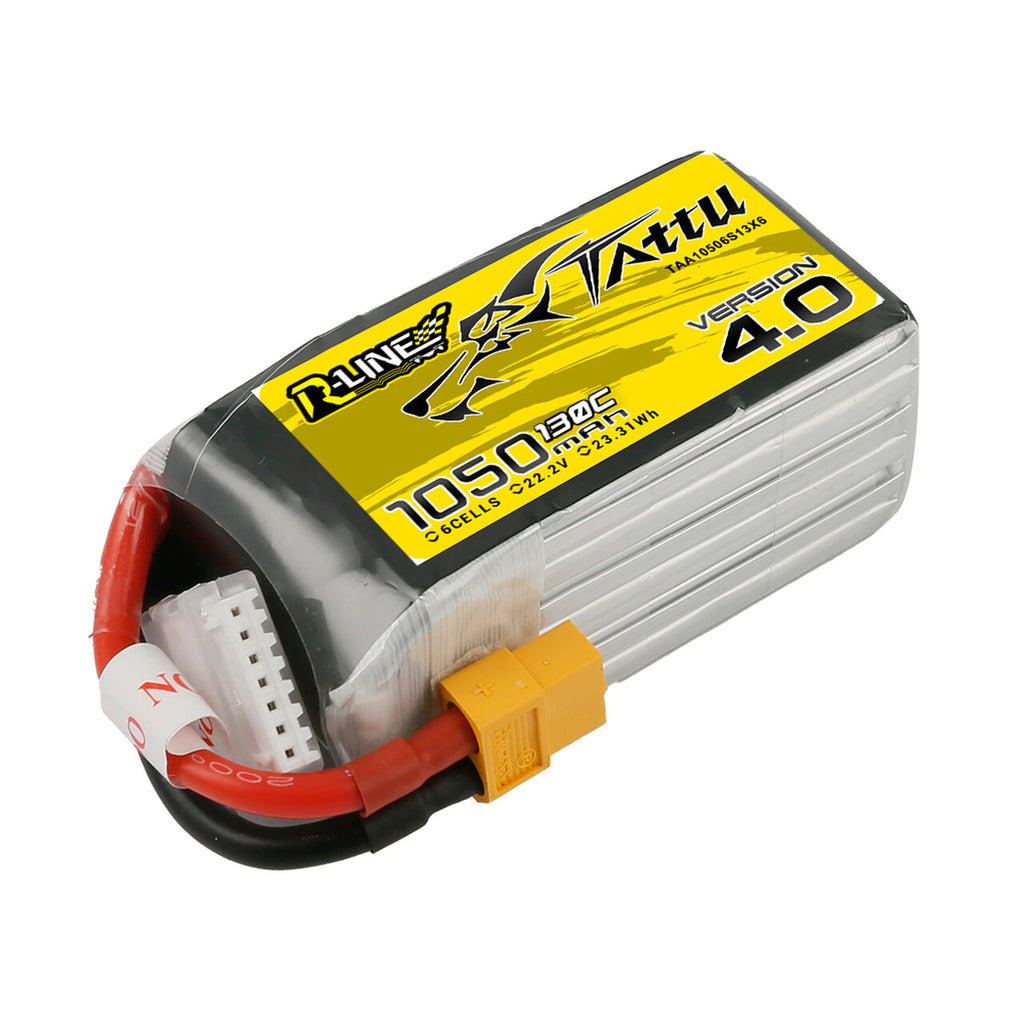 2x Tattu R-Line 4.0 22.2v 6s 1050 mAh 130c High Performance Lipo Battery XT60