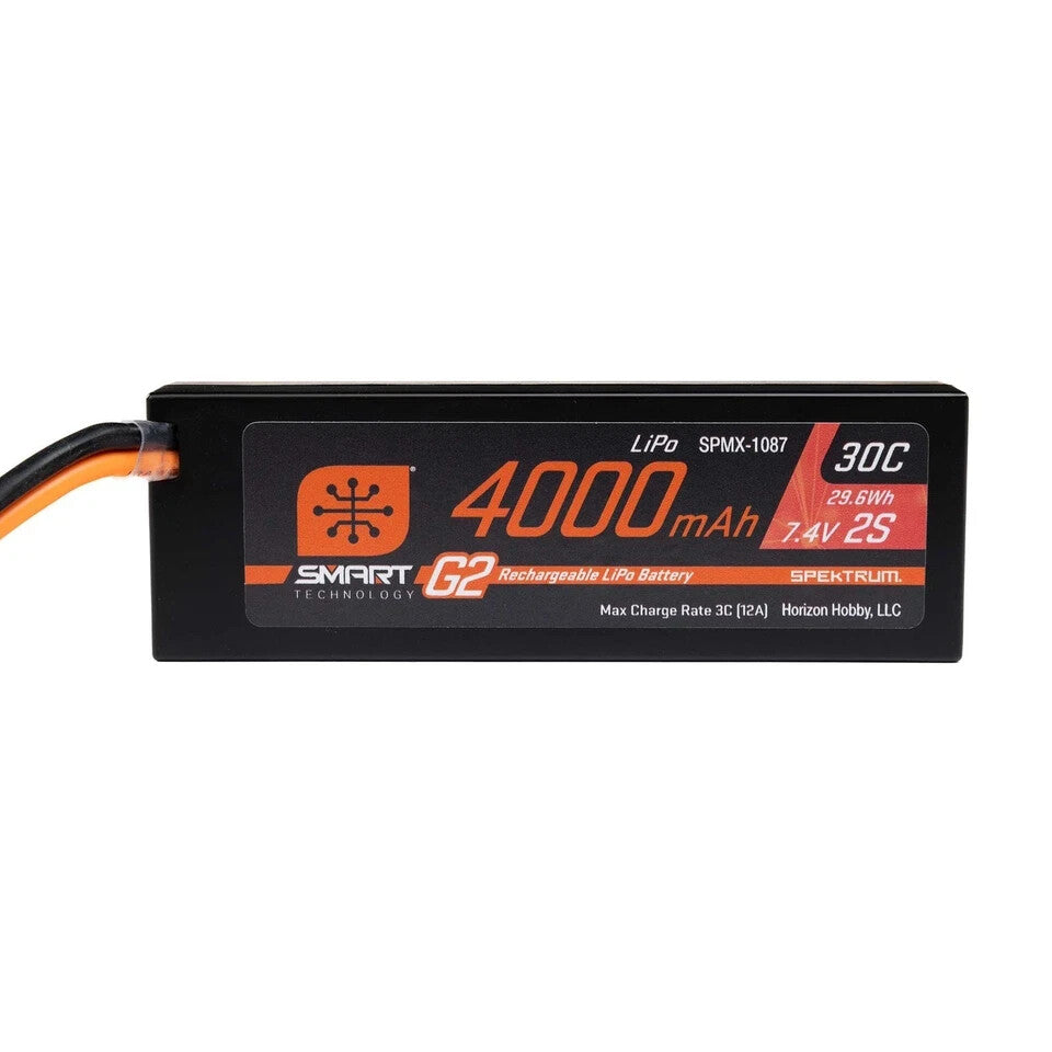 Spektrum 7.4V 4000mAh 2S 30C Smart LiPo G2 Hard Case IC5 Battery SPMX-1087