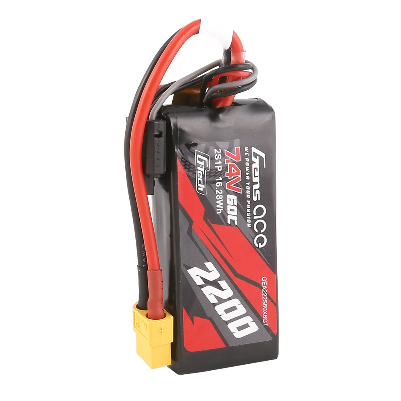 2x Gens Ace G-Tech 60C 7.4V 2200mAh 2S Lipo Battery XT60 For Traxxas 1/16 E-Revo