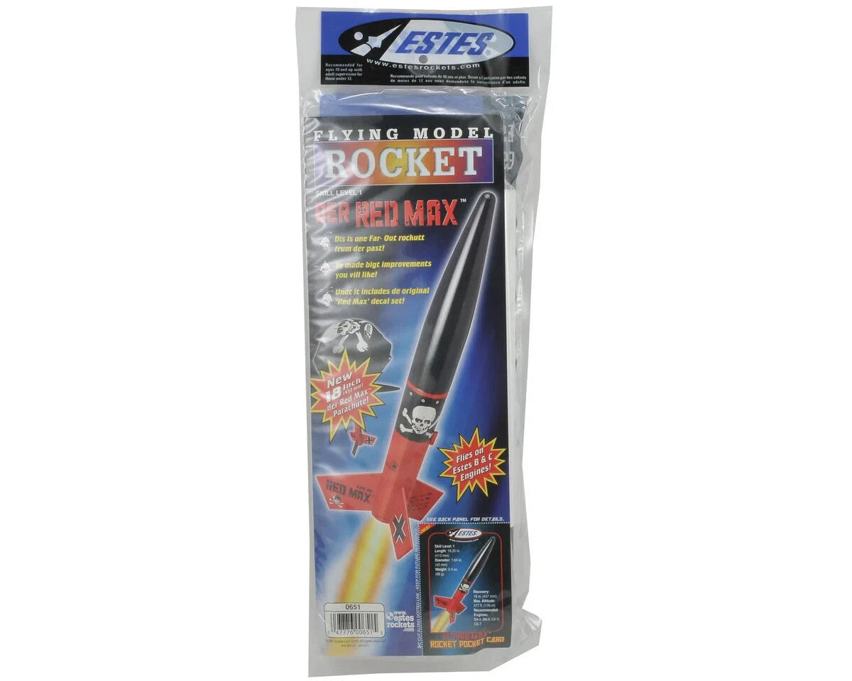 Estes Rockets Der Red Max Flying Model Rocket Kit Skill Beginner EST0651 0651