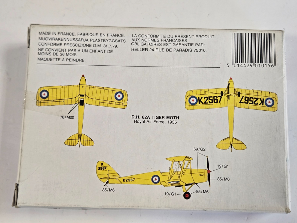 Vintage Airfix DeHavilland Tiger Moth Model Airplane Kit # 1015 1986