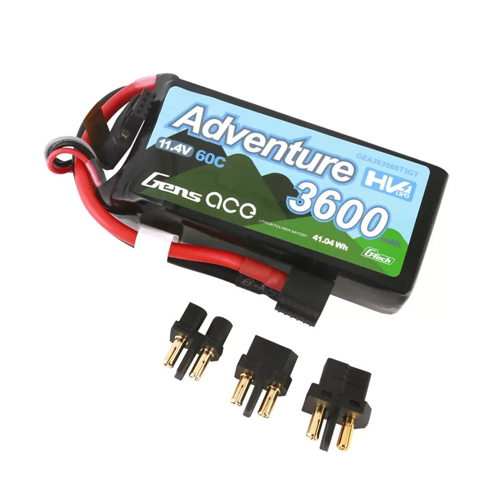 Gens Ace 11.4V 3600mAh 3S 60C Adventure Lipo RC Car Crawler Truck Battery : XT60
