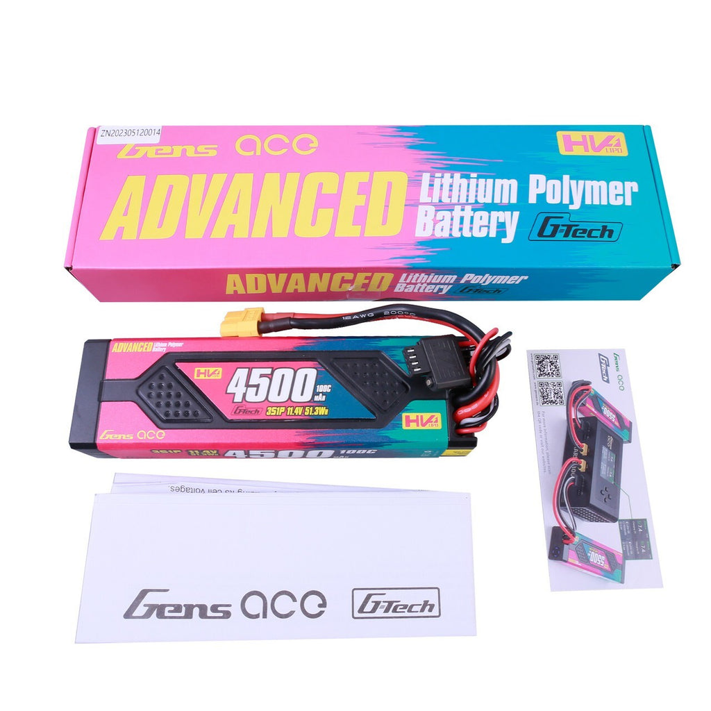 Gens ace 4500mAh 3S 100C 11.4V HardCase GTech Advanced Lipo Battery Pack w/ XT60
