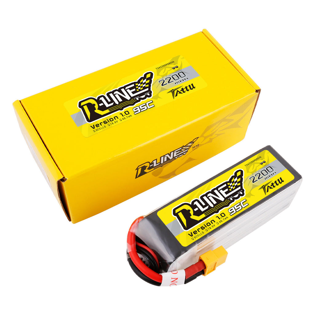 2X Tattu R-Line 2200mAh 95C 18.5V 5S Lipo Battery XT60 For FPV Drone Racing