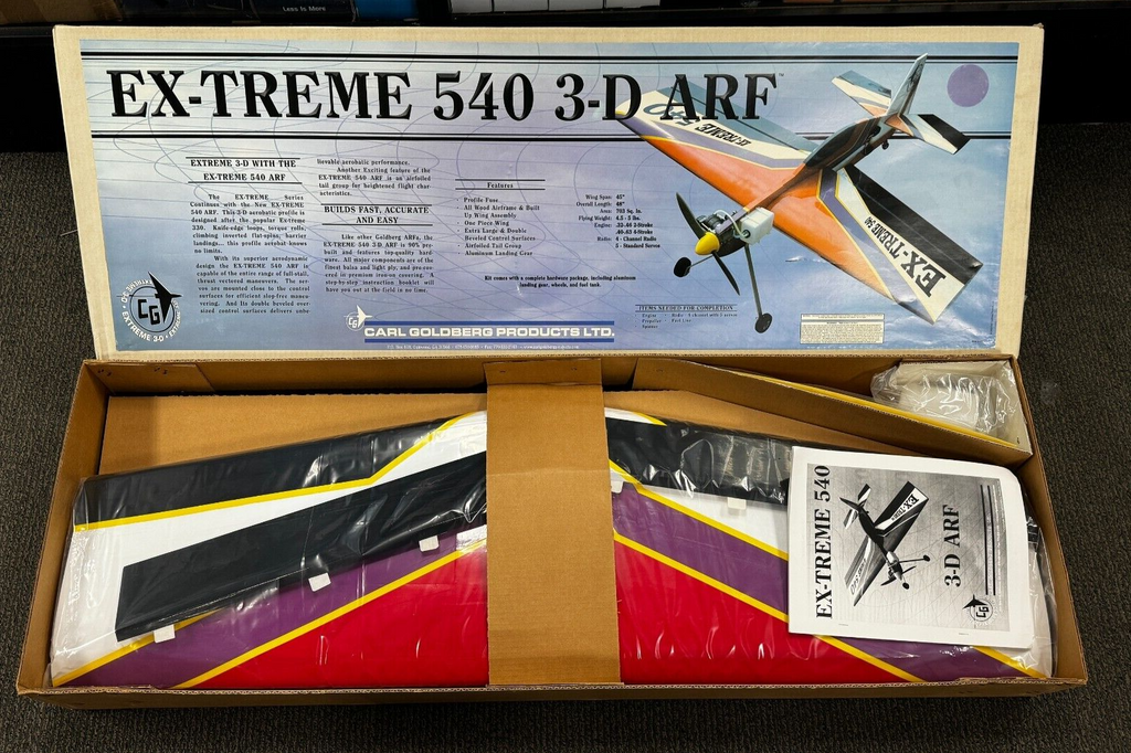 New In Box Carl Goldberg Extreme 540 3D ARF RC Remote Control Airplane Profile