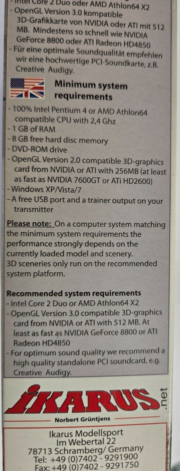 ikarus 3071001 Aerofly 5 Windows USB Interface Version R/C Flight Simulator