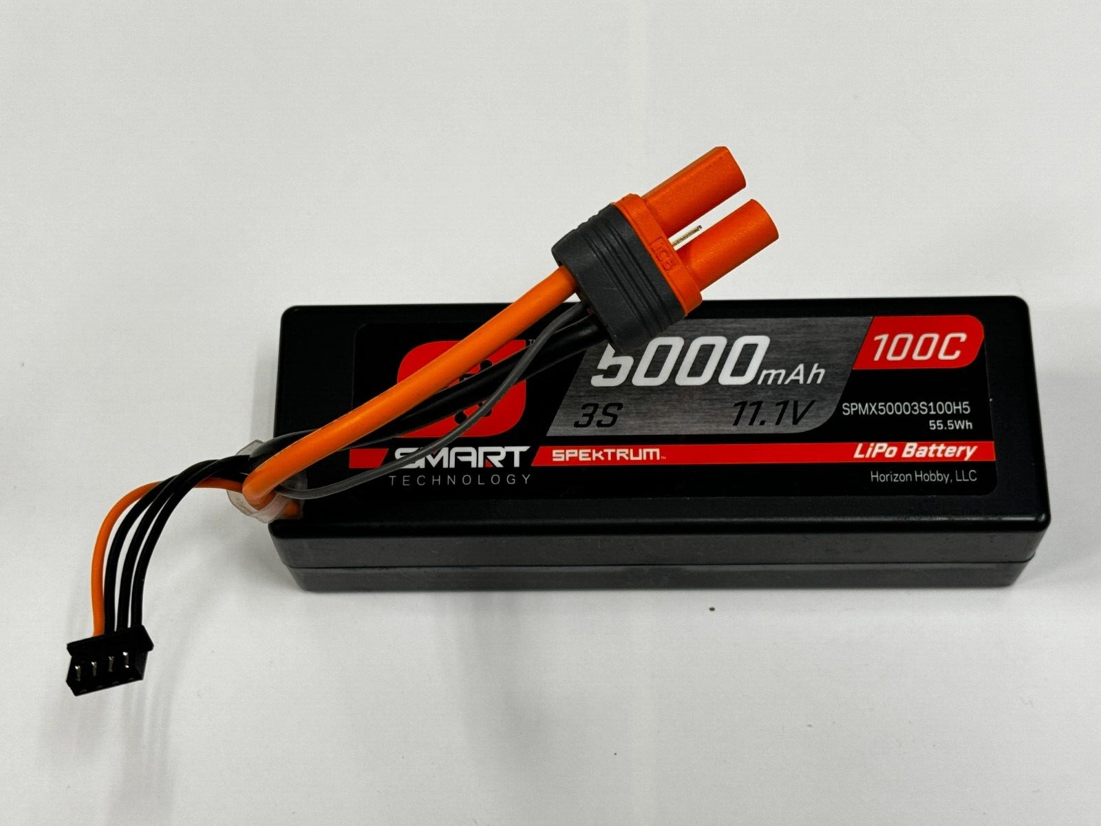 Spektrum 5000mAh 3S 11.1V 100C IC5 Smart LiPo Hardcase Battery SPMX50003S100H5