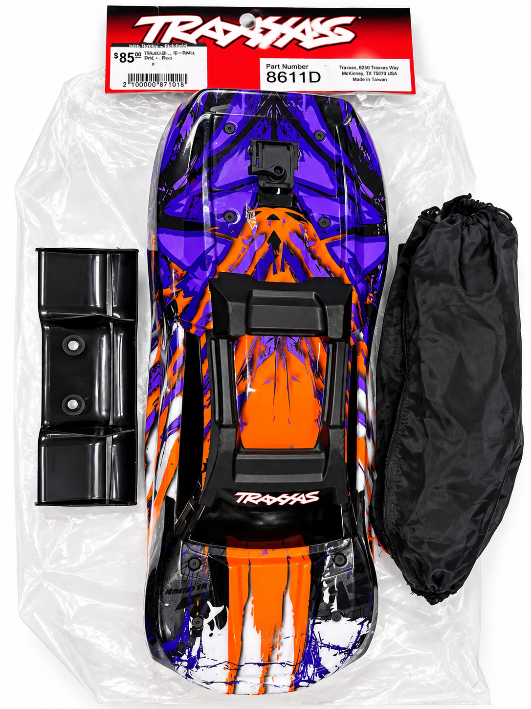 Traxxas 8611D E-Revo RC Truck Painted Body Shell Orange Purple w/ Accessories