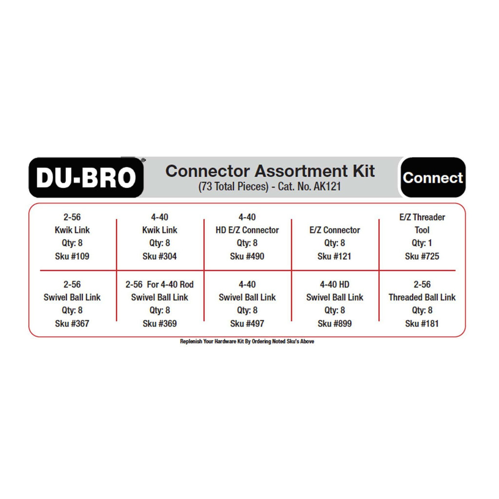Dubro RC Remote Control Airplane Connectors Assortment Kit (73 pcs set) DUBAK121
