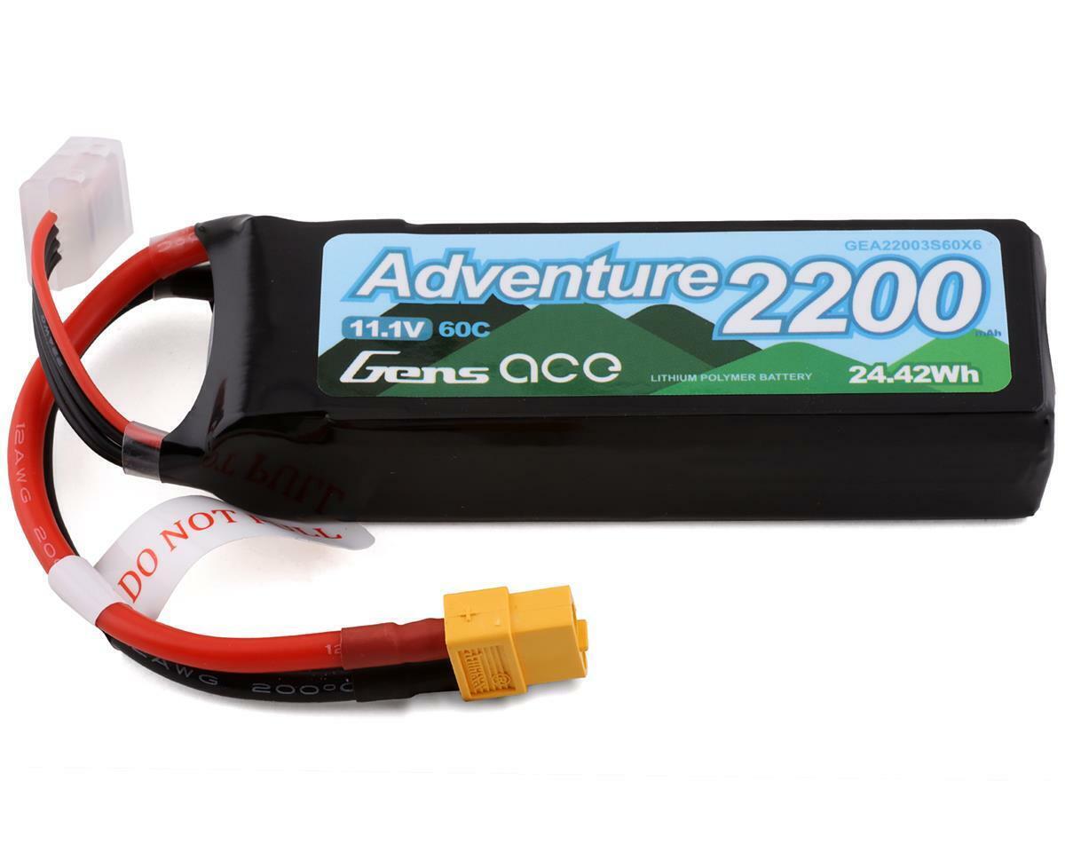 Gens Ace Adventure 2200mAh 3S 11.1V 60C Lipo Battery w/ XT60 Plug For RC Crawler