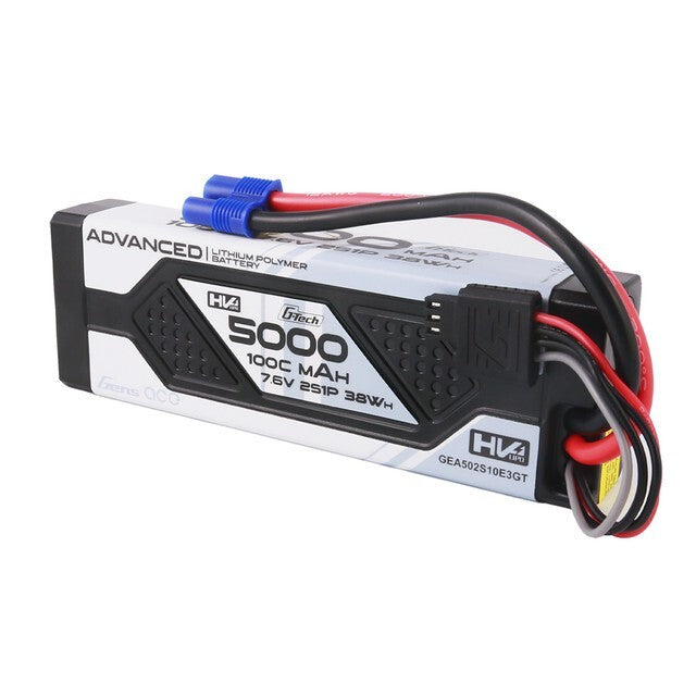 Gens Ace 5000mAh 2s 7.6V 100C G-Tech GTech Lipo Battery Pack With EC3 Plug