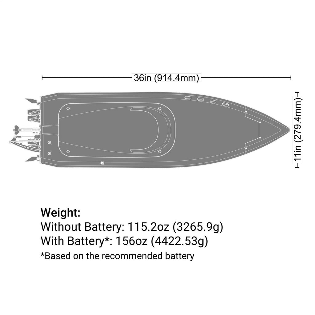 Pro Boat PRB-2171T2 Sonicwake 36 V3 Self-Righting Brushless 8S RTR Black