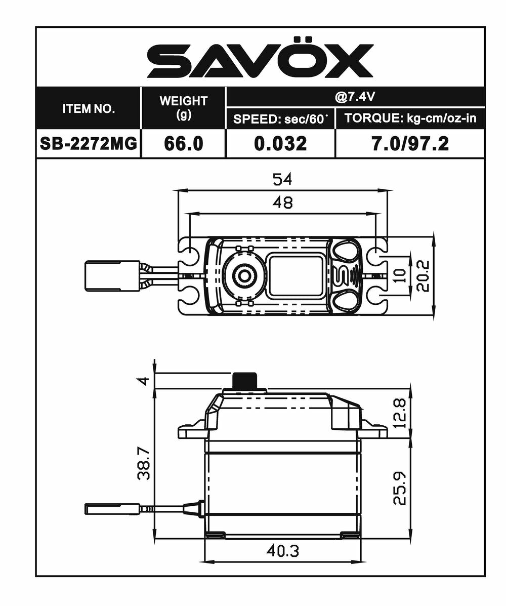 Savox SB-2272MG 2272MG RC Helicopter HV High Speed Brushless Digital Gyro Servo 