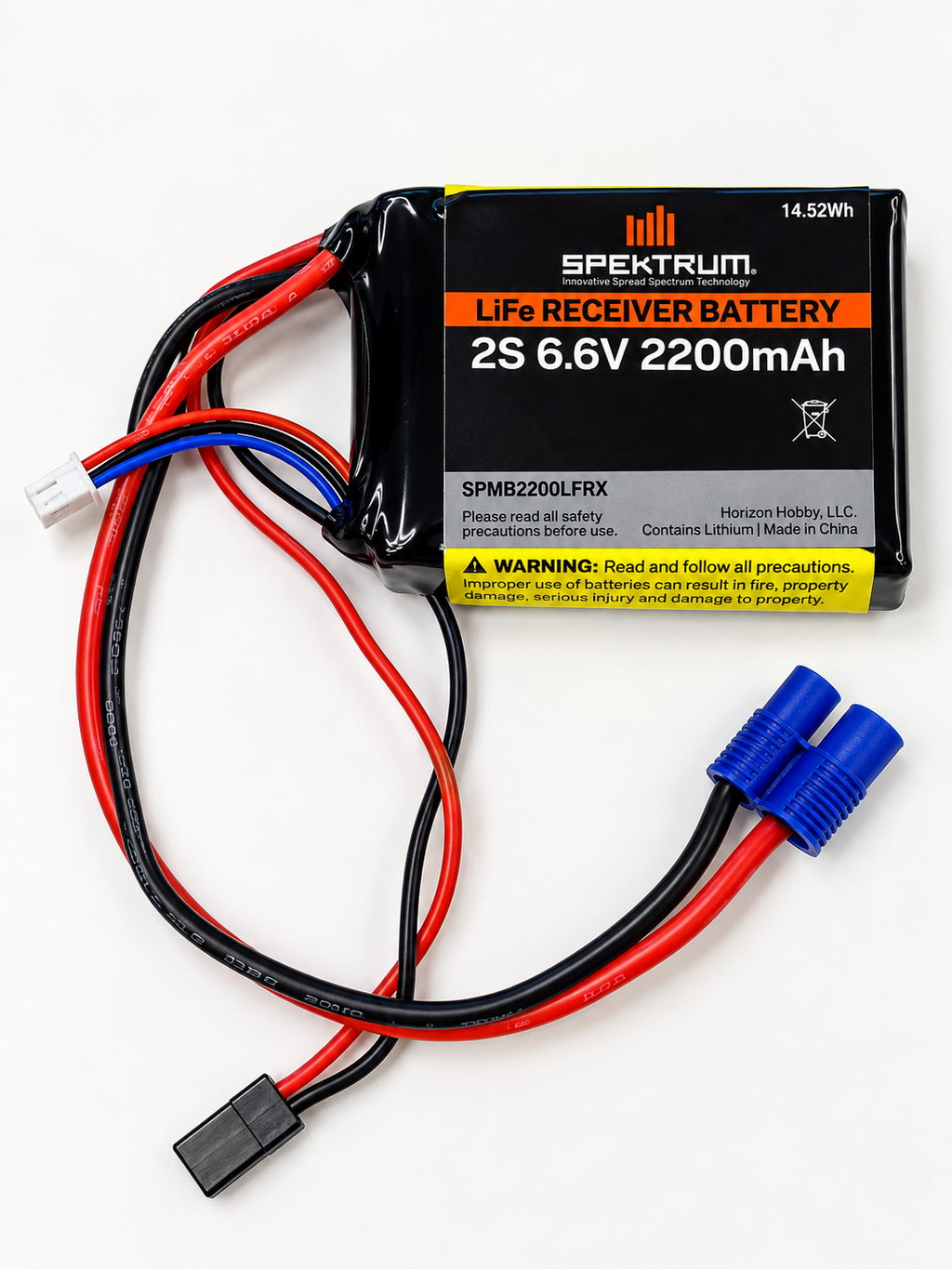 Spektrum 6.6V 2200mah 2200 2 cell 2S LIFE Li-FE RX Receiver Battery SPMB2200LFRX