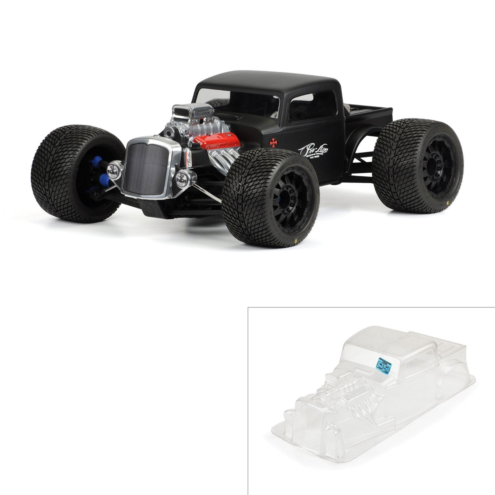 Proline 1/8 Scale Rat Rod Clear Body: Monster Truck PRO341000 : Revo 3.3 Summit