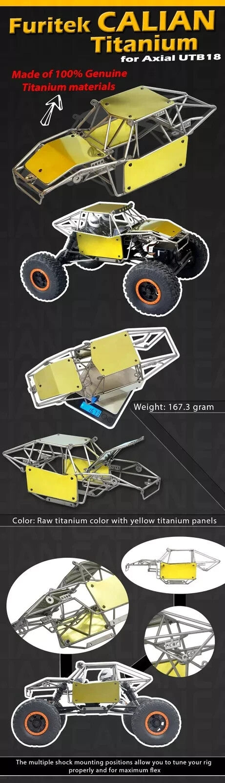 Furitek Calian Titanium Rolling Cage for Axial UTB18 FTK-FUR-2290 FRU2290