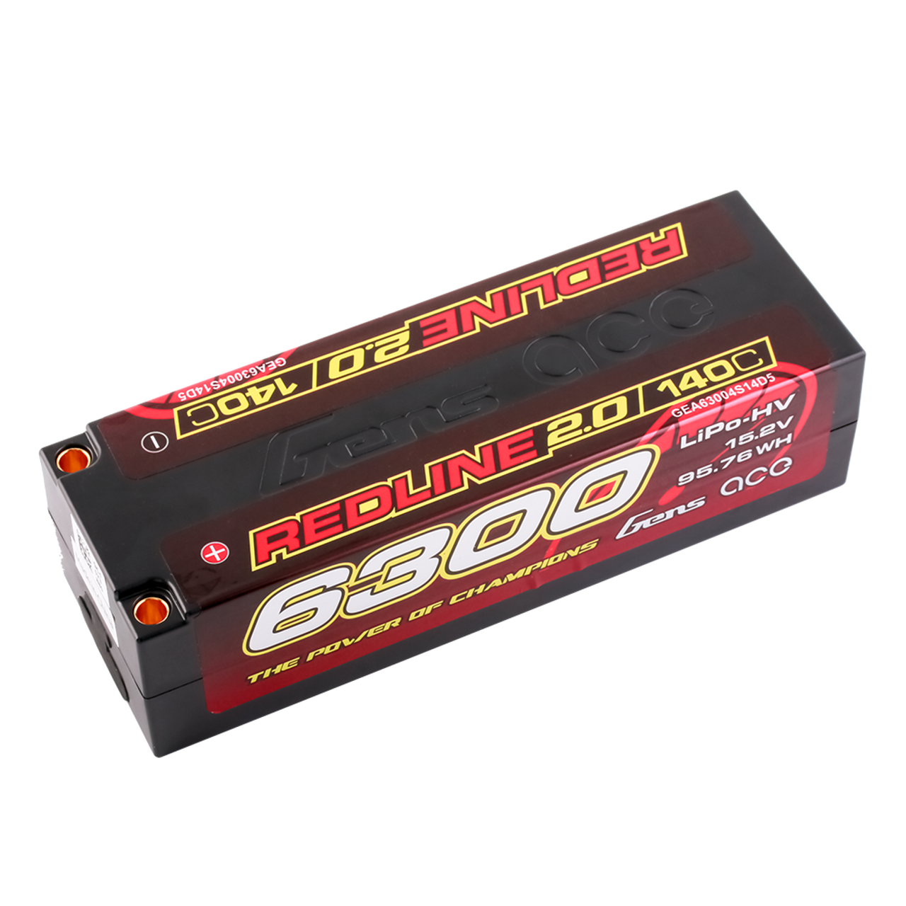 Gens Ace 6300mAh 4S 15.2V 140C HardCase Redline 2.0 Lipo Battery 5mm Bullet