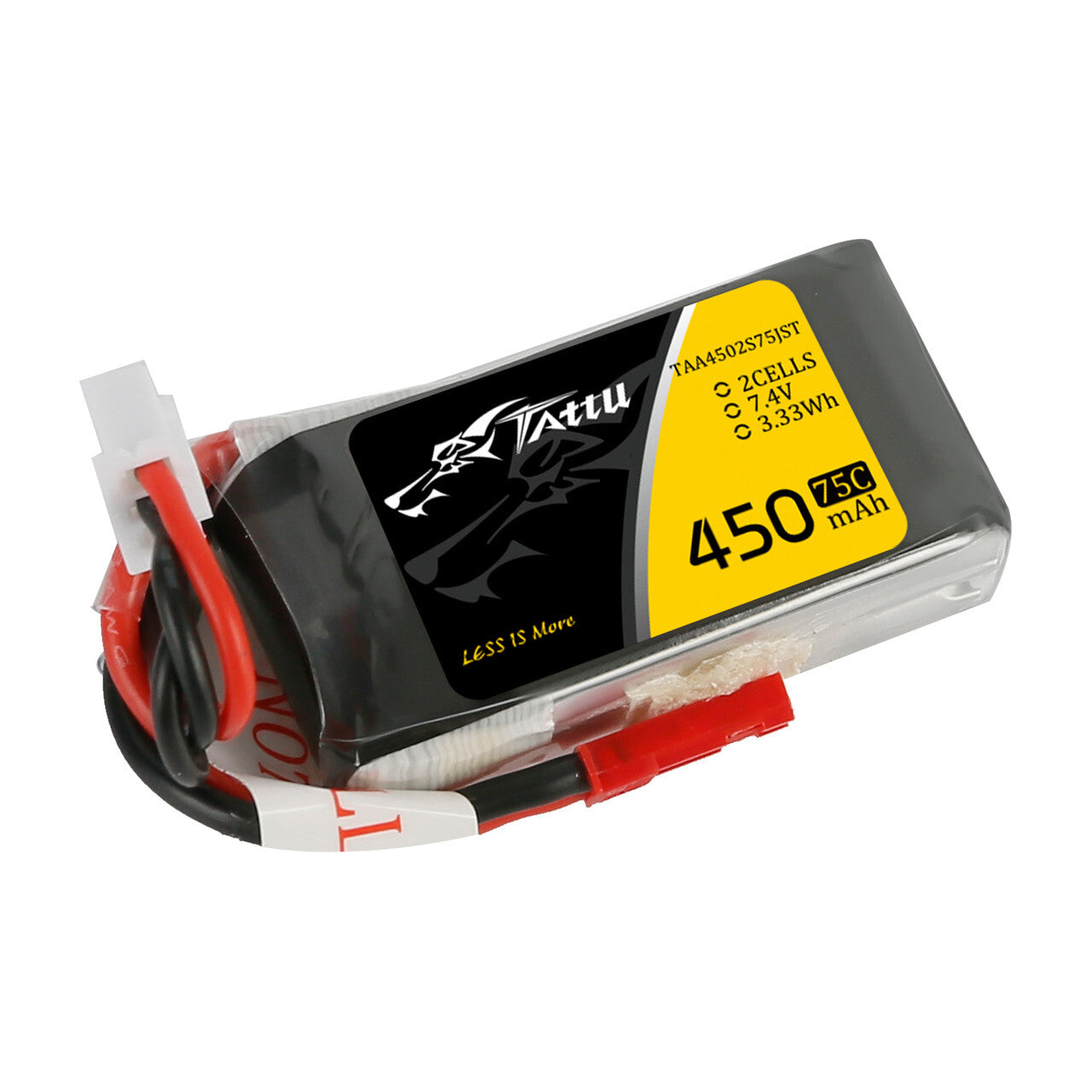 Tattu 7.4V 75C 2S 450mAh Lipo RC Remote Control Battery Pack With JST Plug