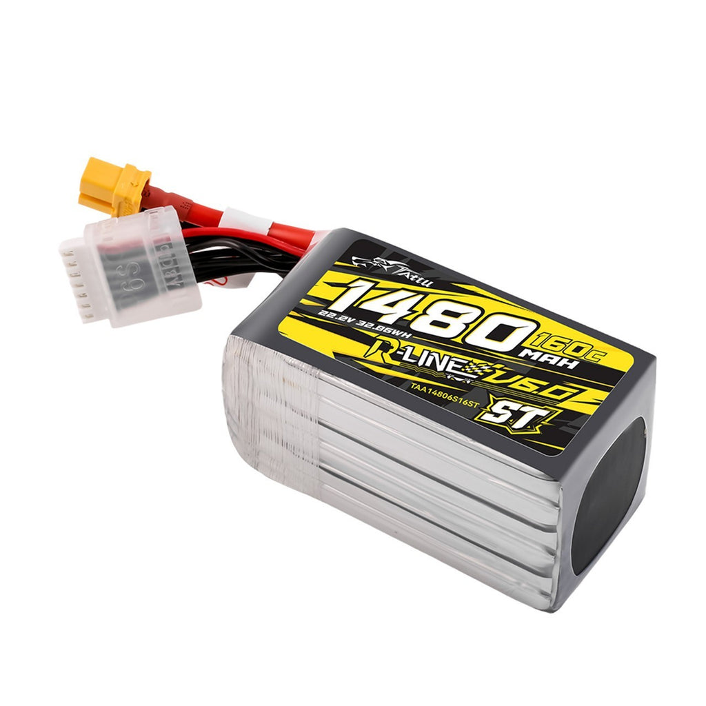 Tattu R-Line Version 6.0 1480mAh 160C 6S 22.2V ST Lipo Battery Pack with XT60