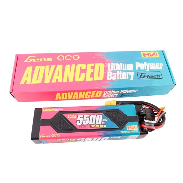 Gens Ace 5500mAh 2S 7.6V 100C HardCase Advanced Lipo Battery Pack With XT60 Plug