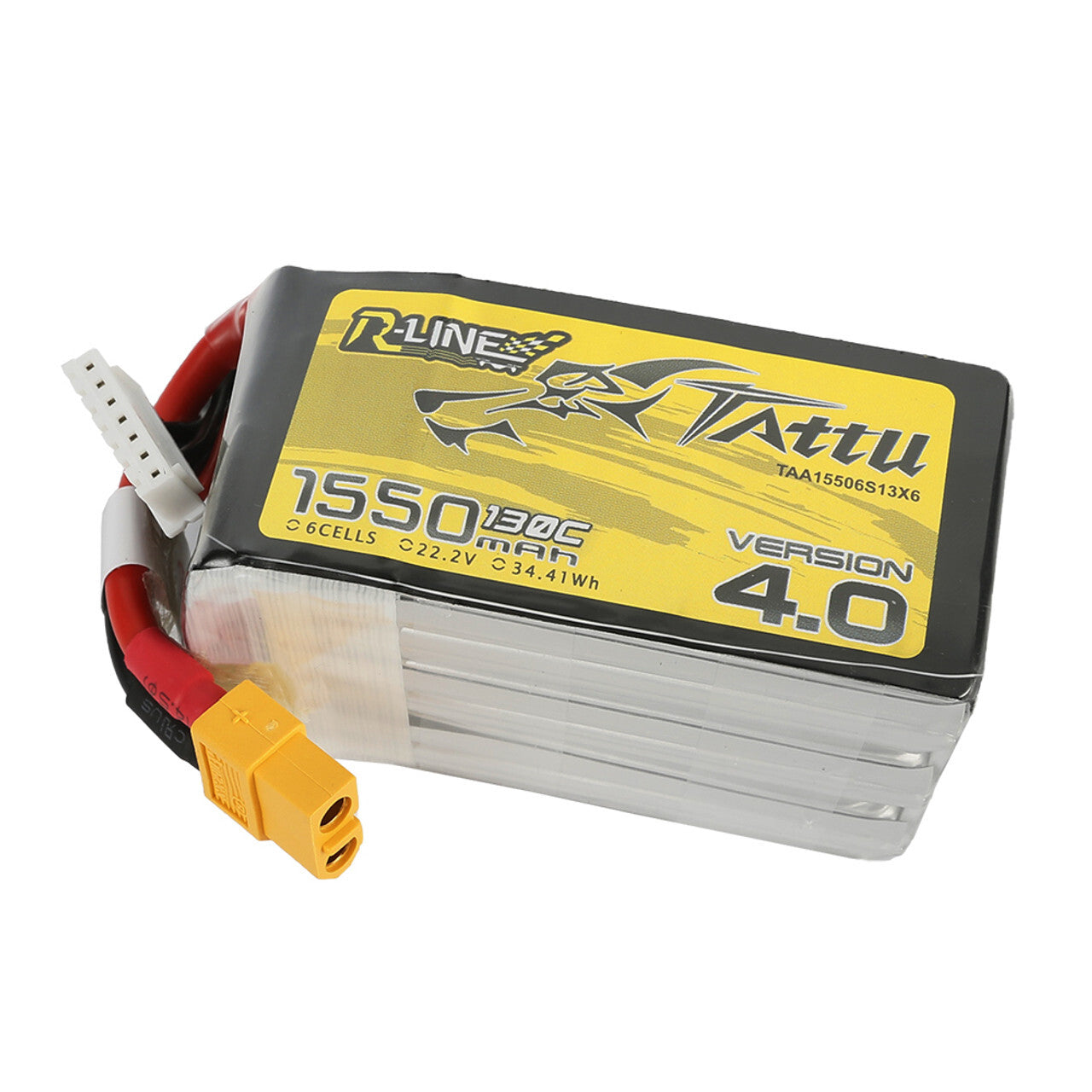 2x Tattu R-Line Version 4.0 1550mAh 22.2V 130C 6S Lipo Battery Pack W/ XT60 Plug