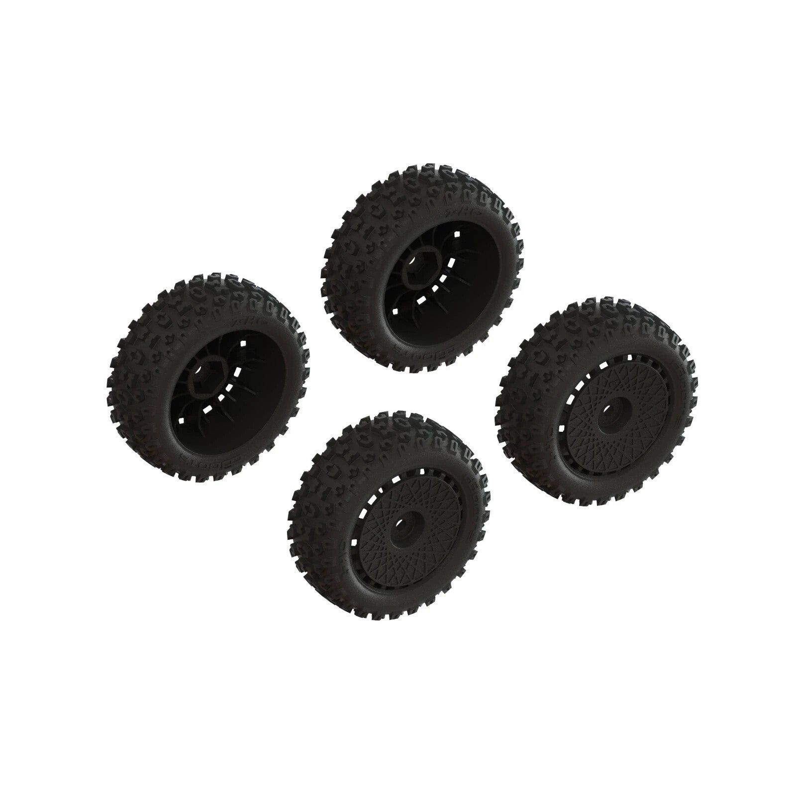 Arrma Typhon Grom 1/18th Tires Dboots  '2-HO' & Black 12mm Wheels ARA550114