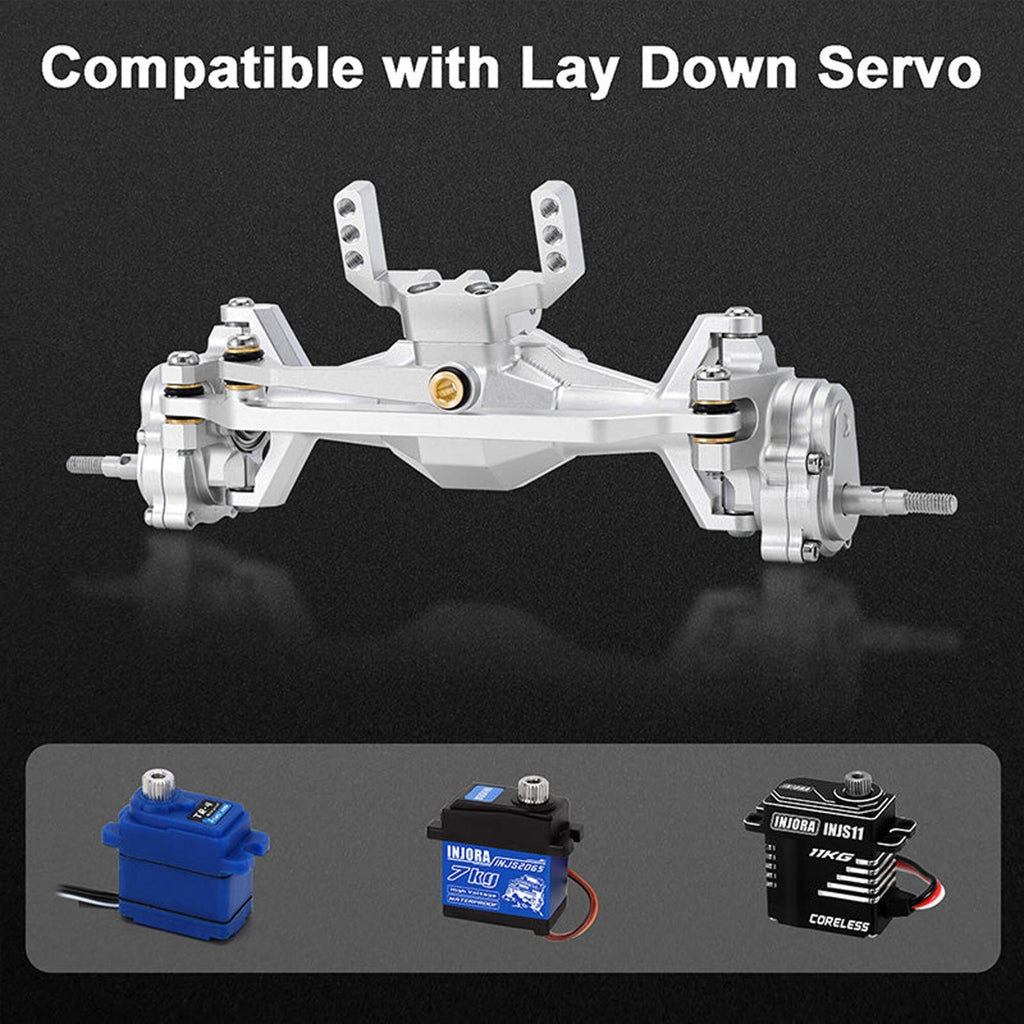 INJORA 4M-104SRFR +5mm Diamond Portal Axles Lay Down Servo TRX-4M Silver