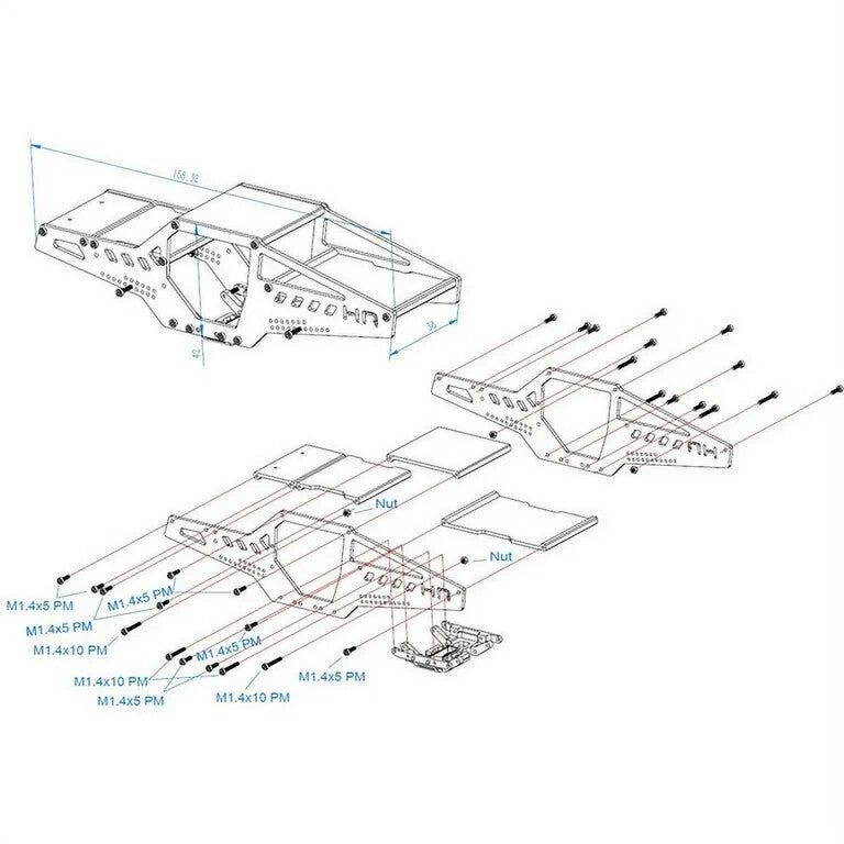 Hot Racing Axial SCX24 Graphite LCG Rock Crawler Chassis [HRASXTF14GLC]
