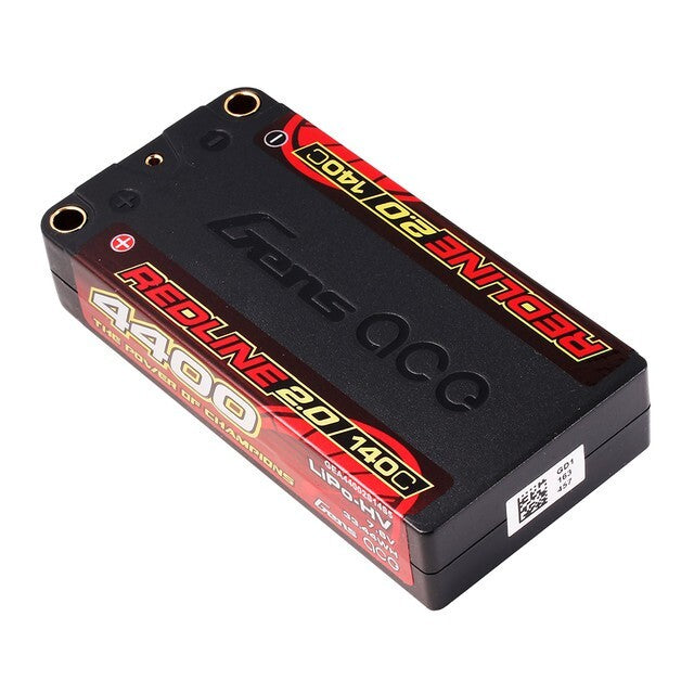 2x Gens ace 4400mAh 2S 140C 7.6V HardCase HV Shorty Redline 2.0 Lipo Battery