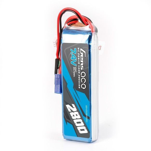 Gens Ace 2800mAh 2S 7.4V RX Receiver Lipo Battery Pack with EC3 & JR Plug