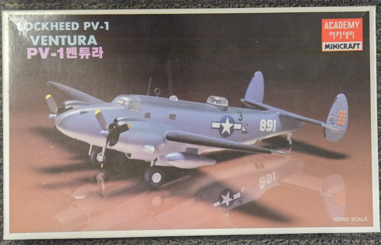 1/72 Scale Academy, Lockheed PV-1 Ventura Airplane Model Kit #1614