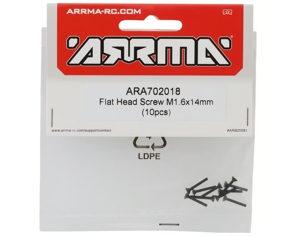 ARRMA Flat Head Screw M1.6x12mm 10pcs ARA702018 Granite Typhon Mojave GROM