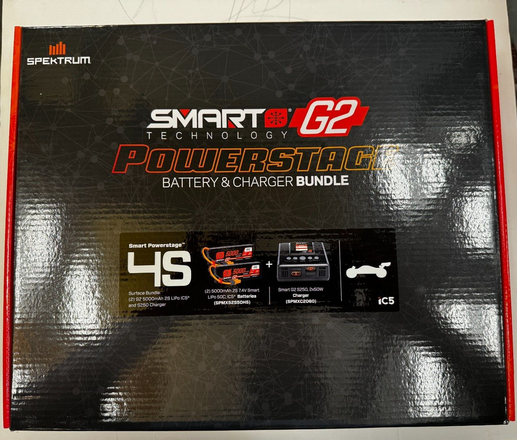 Spektrum SMART Powerstage 4S Surface G2 Bundle 5000mAh 2S IC5 x2 + S250 Charger