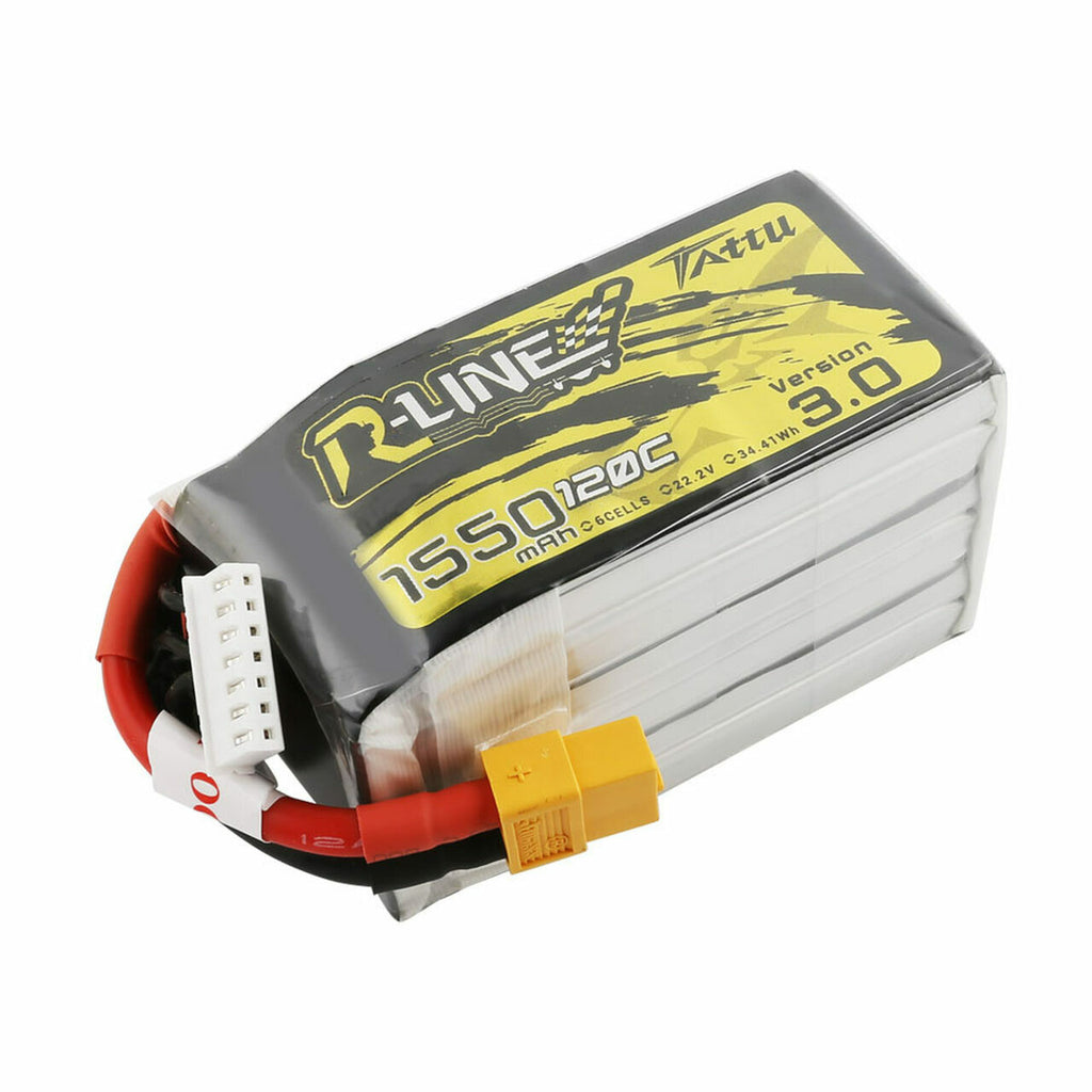 2x Tattu R-Line Version 3.0 1550mAh 22.2V 120C 6S Lipo Battery Pack w/ XT60 Plug