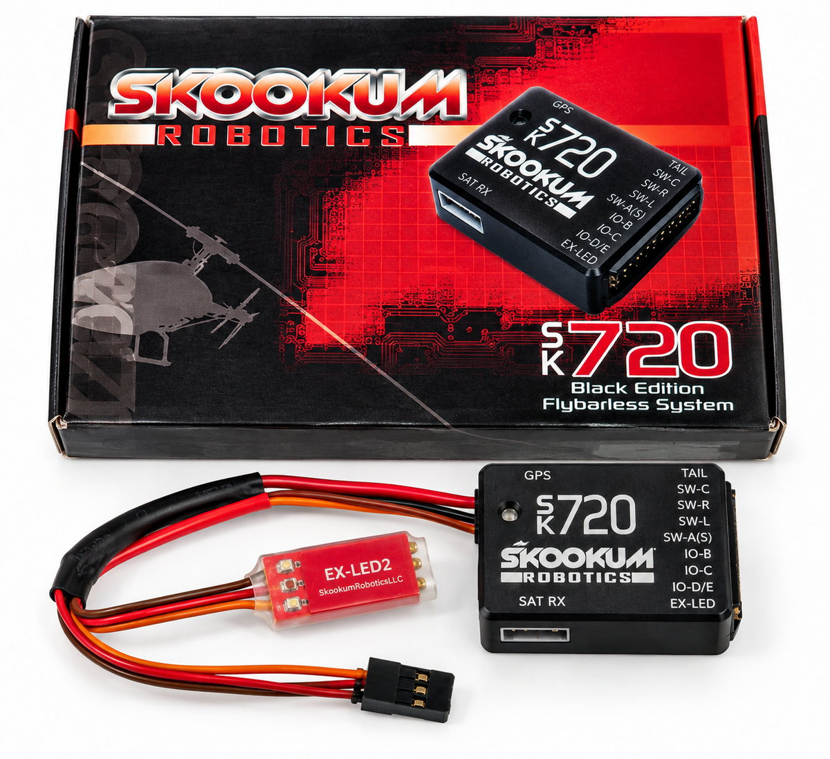 Skookum Robotics SK720 Black Edition Flybarless System RC Helicopter FBL