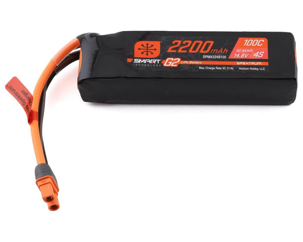 Spektrum RC 4S Smart G2 LiPo 100c Battery Pack 14.8V / 2200mAh w/ IC3 Connector
