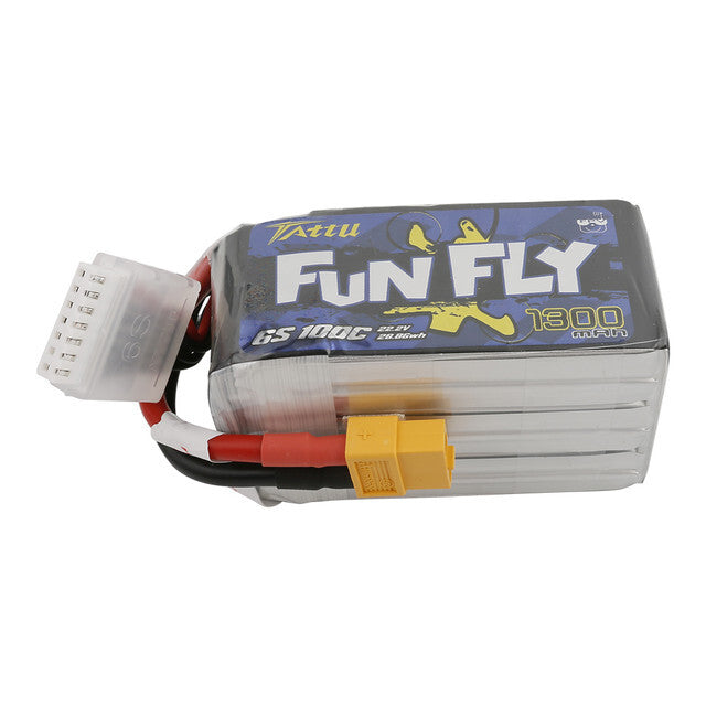2x Tattu FunFly 1300mAh 100C 22.2V 6S RC Drone Lipo Battery Pack With XT60 Plug 