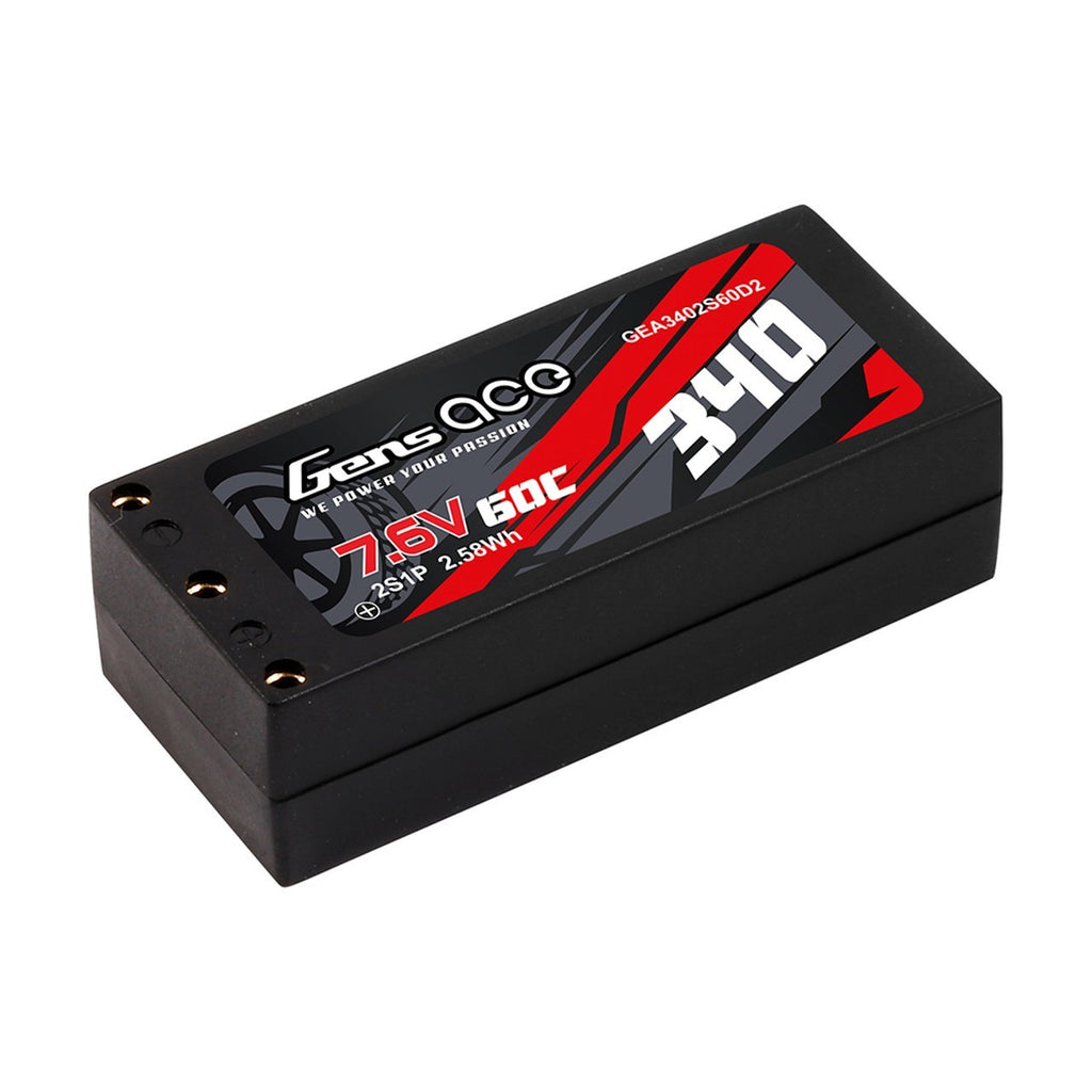Gens ace 340mAh 2S 60C 7.6V HV Lipo Battery with XT60 Plug : 1/24 1/28 Cars