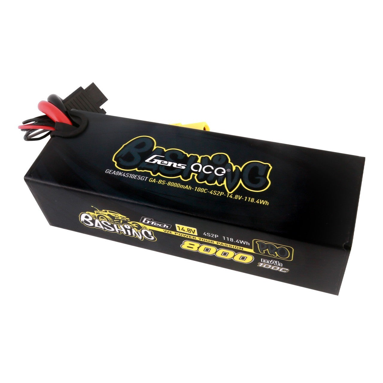 2x Gens Ace 4S 8000mah 100C 14.8v Bashing Pro G-tech Lipo Battery Pack EC5 Plug