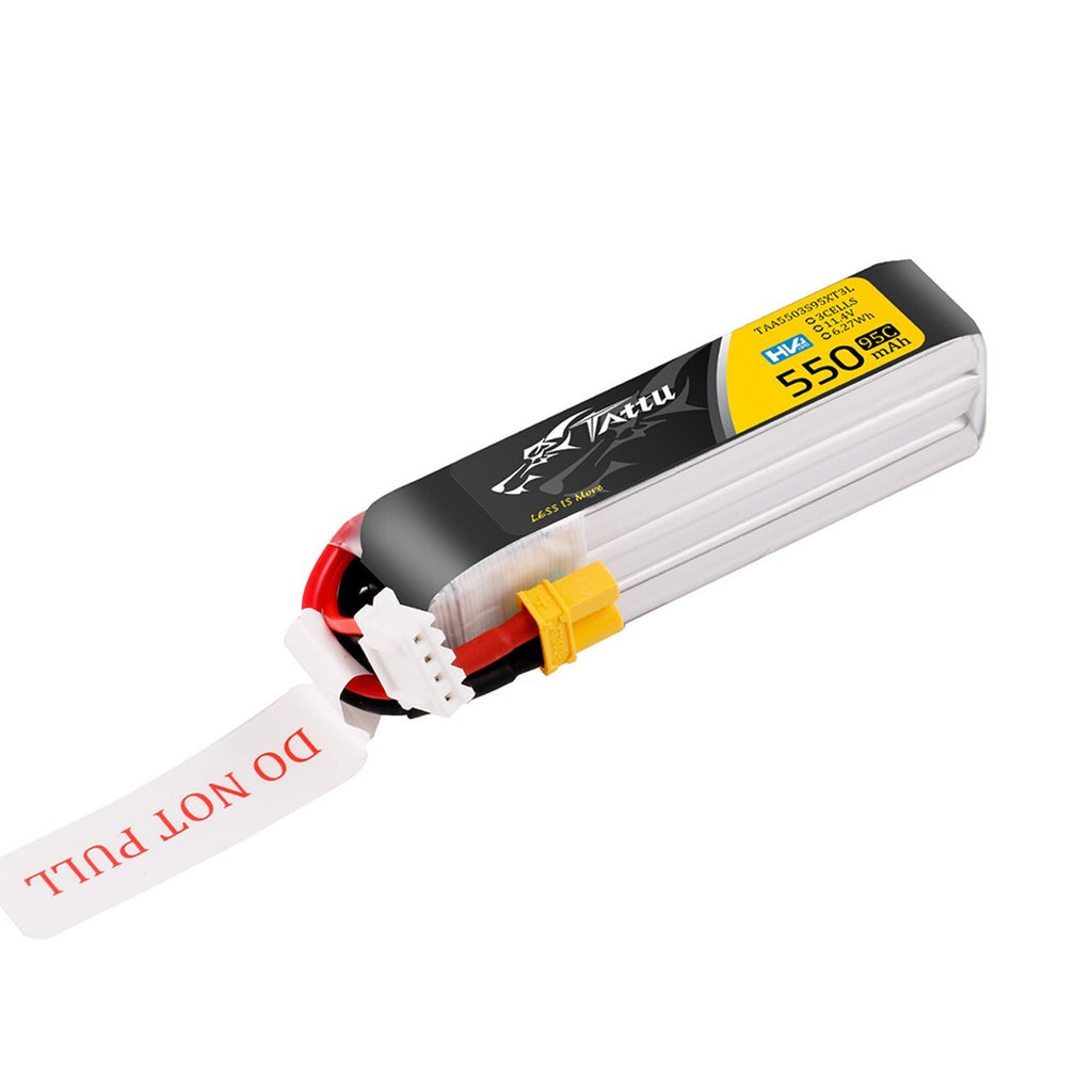 Tattu 550mAh 3S 95C 11.4V HV Lipo RC Airplane Battery Long Pack With XT30 Plug