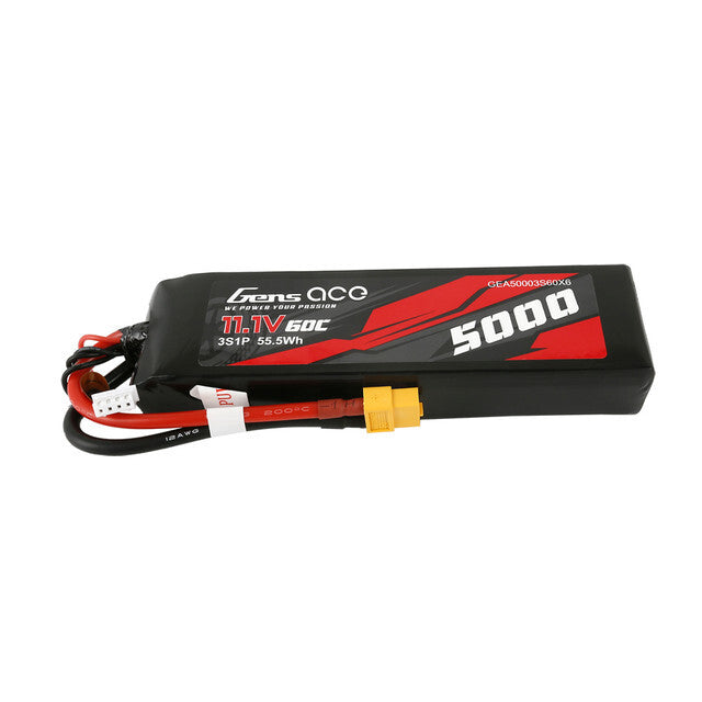 Gens Ace 11.1V 60C 3S 5000mAh Lipo RC Car Truck Battery Pack With XT60 Plug
